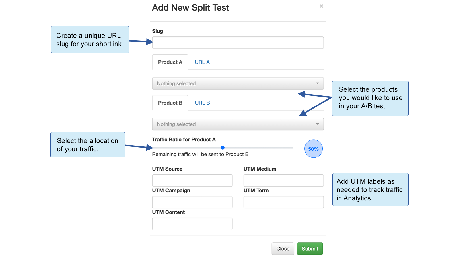 Opret en A/B test mellem to variationer for at se hvilken der er bedre