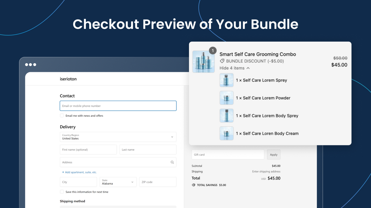 Pré-visualização de Checkout do Seu Pacote 