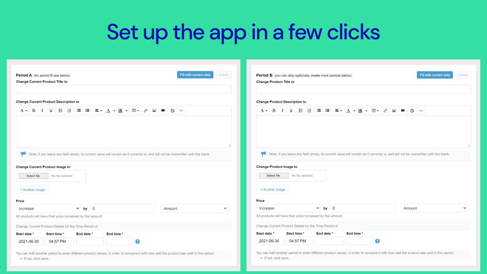 Products A/B Test Screenshot