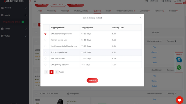 Multiple Shipping method options to Different Countries