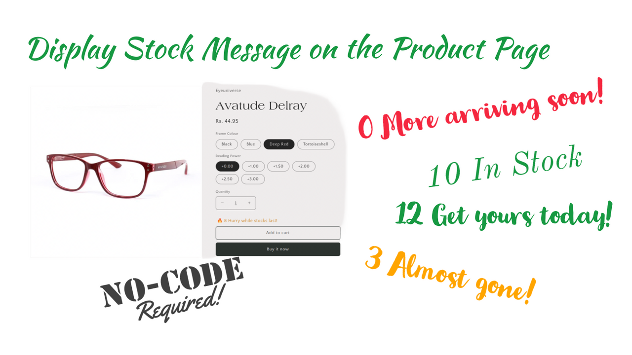 Afficher le message de stock sur la page du produit