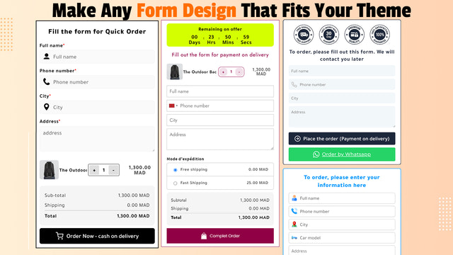 billede viser flere eksempler på cod form app i shopify 