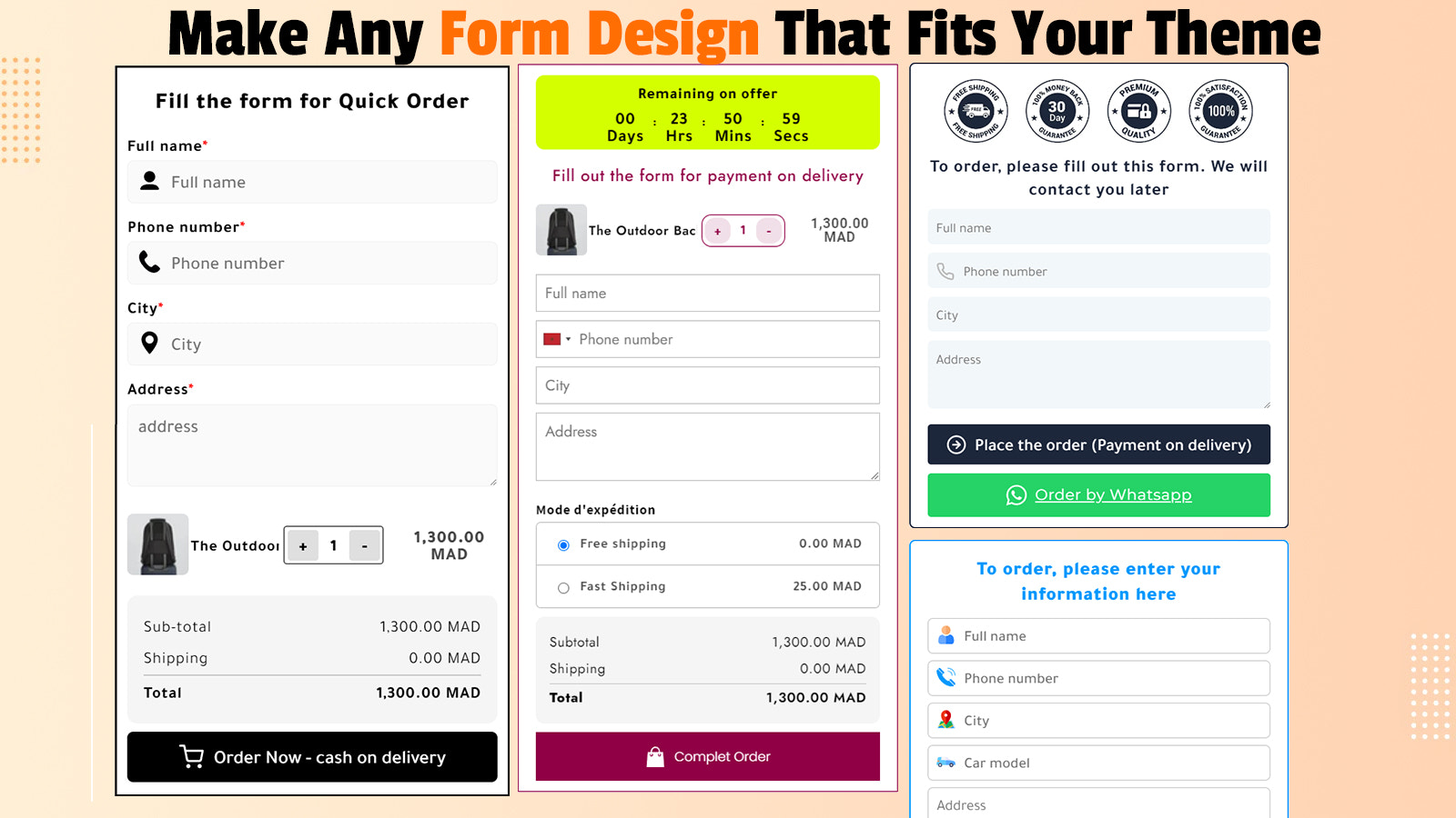 afbeelding toont meer voorbeelden van cod formulier app in shopify 