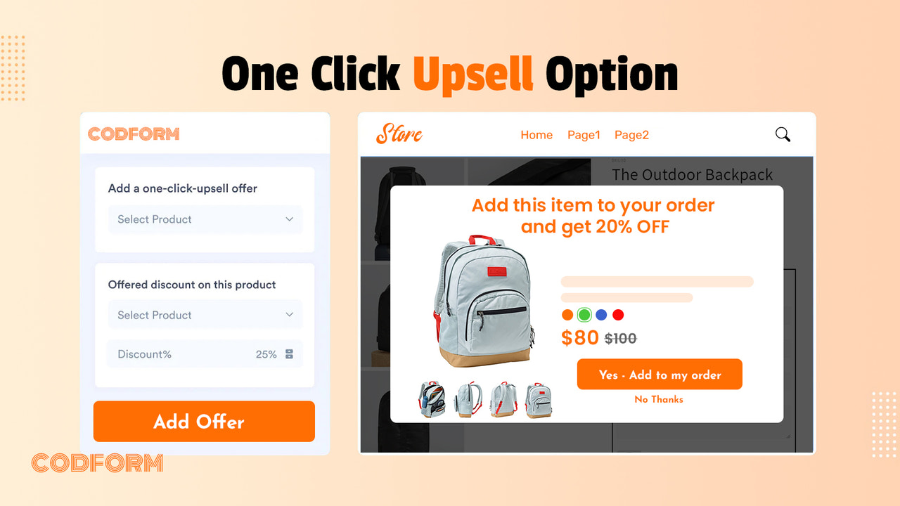 upsell in cod form of codform app in shopify 