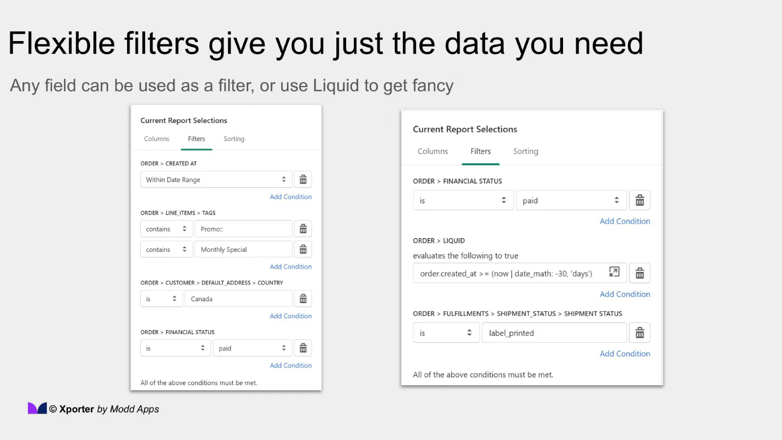 Filtre usando qualquer campo para obter os dados corretos