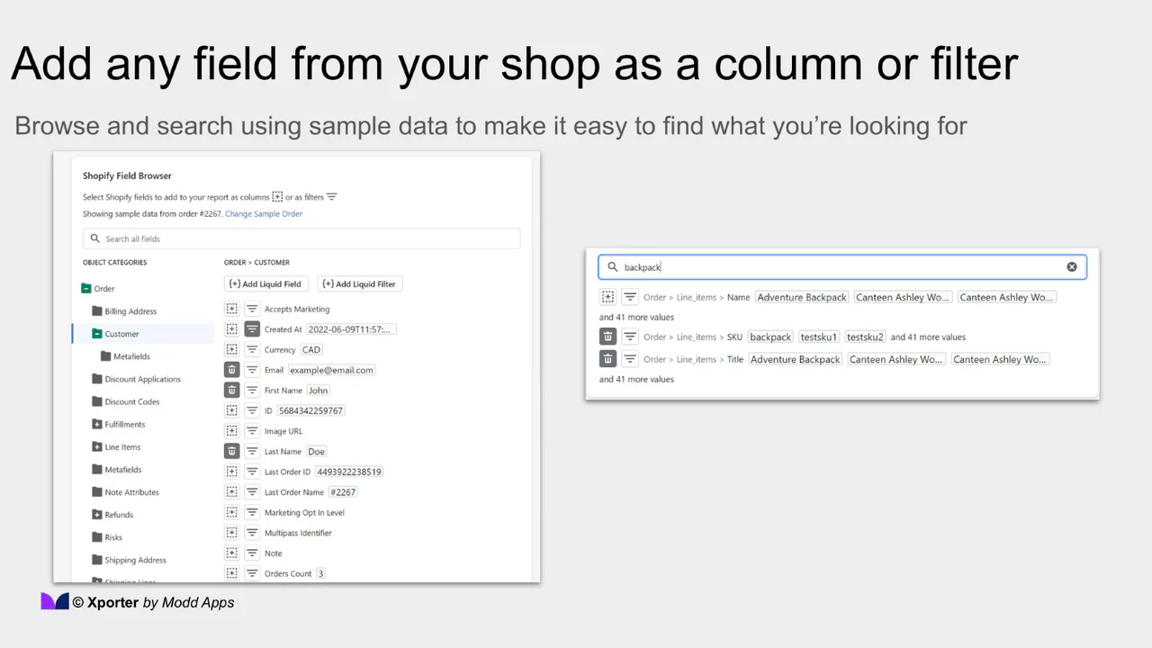 Add any shopify field to your reports