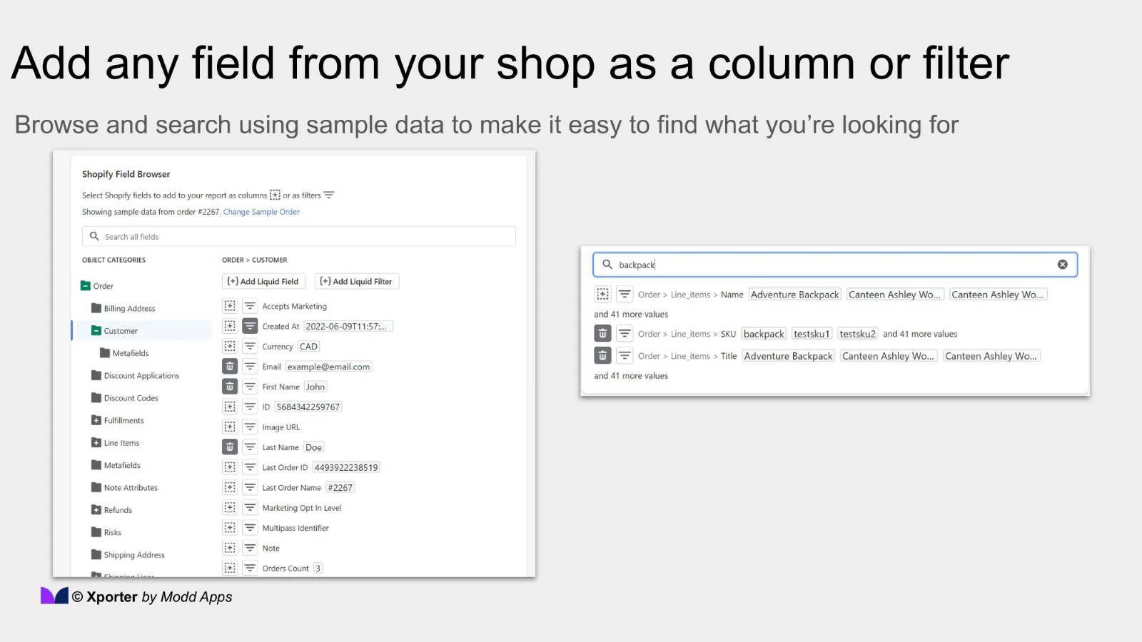 Add any shopify field to your reports