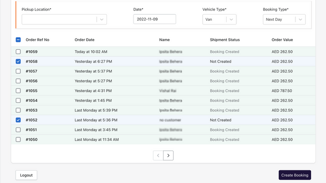 Shyft Delivery - Create bulk bookings