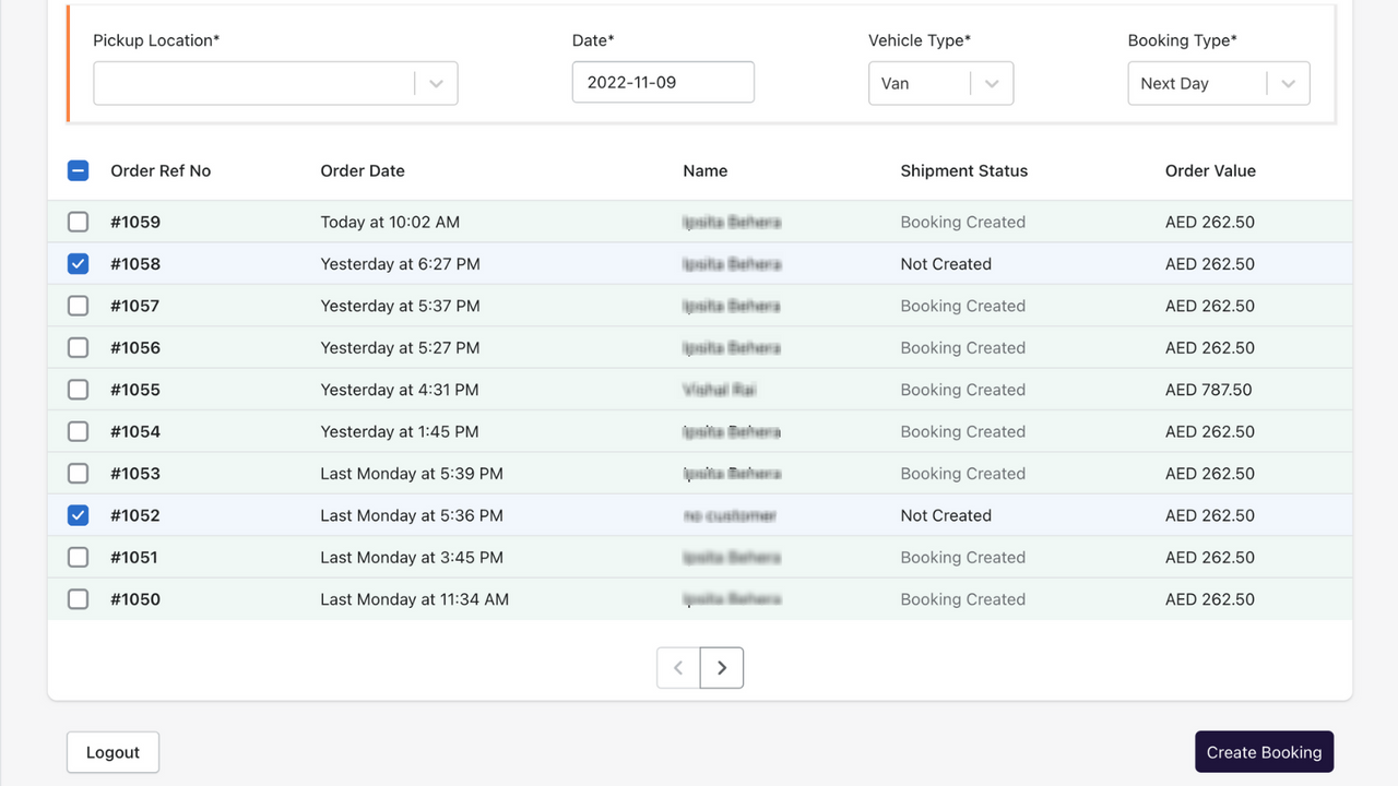 Shyft Delivery - Create bulk bookings