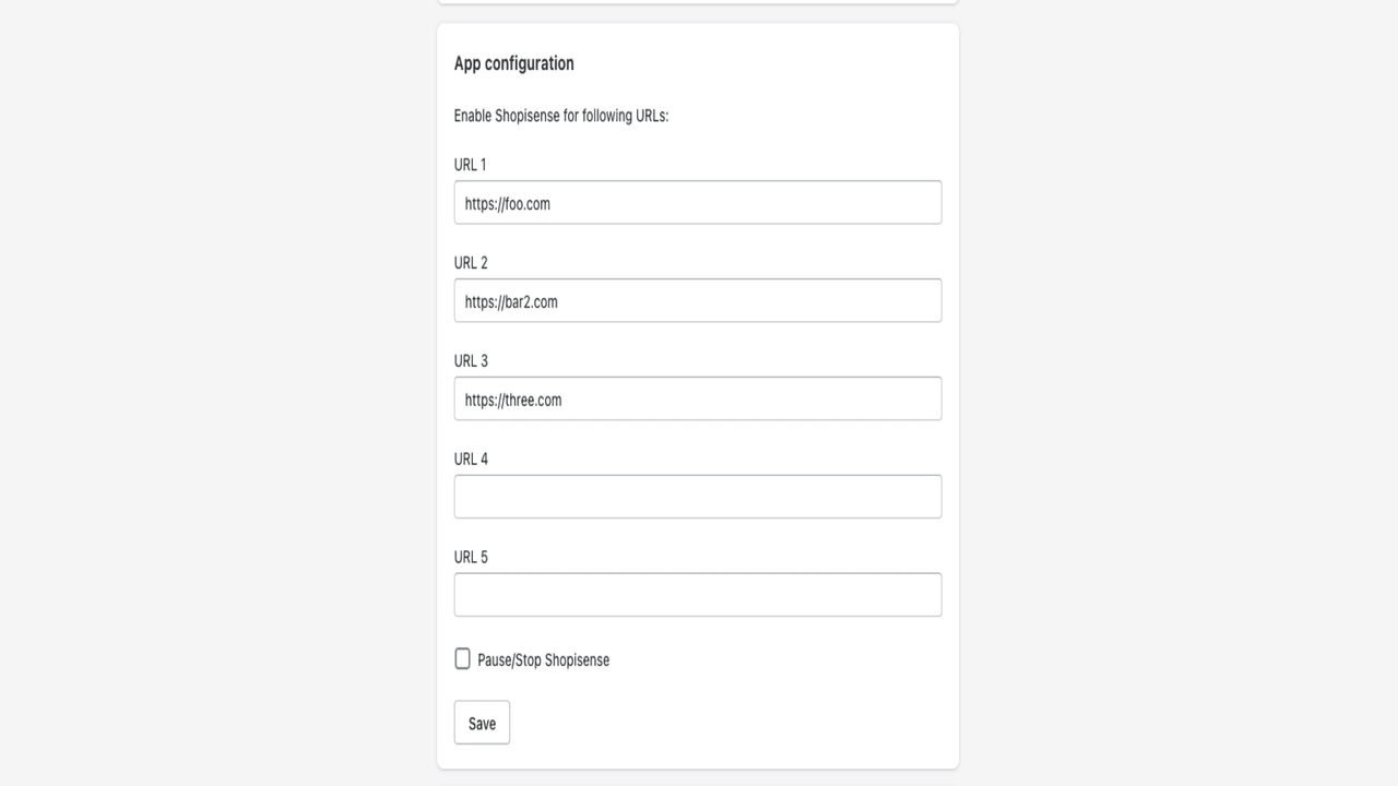 Configuração do aplicativo