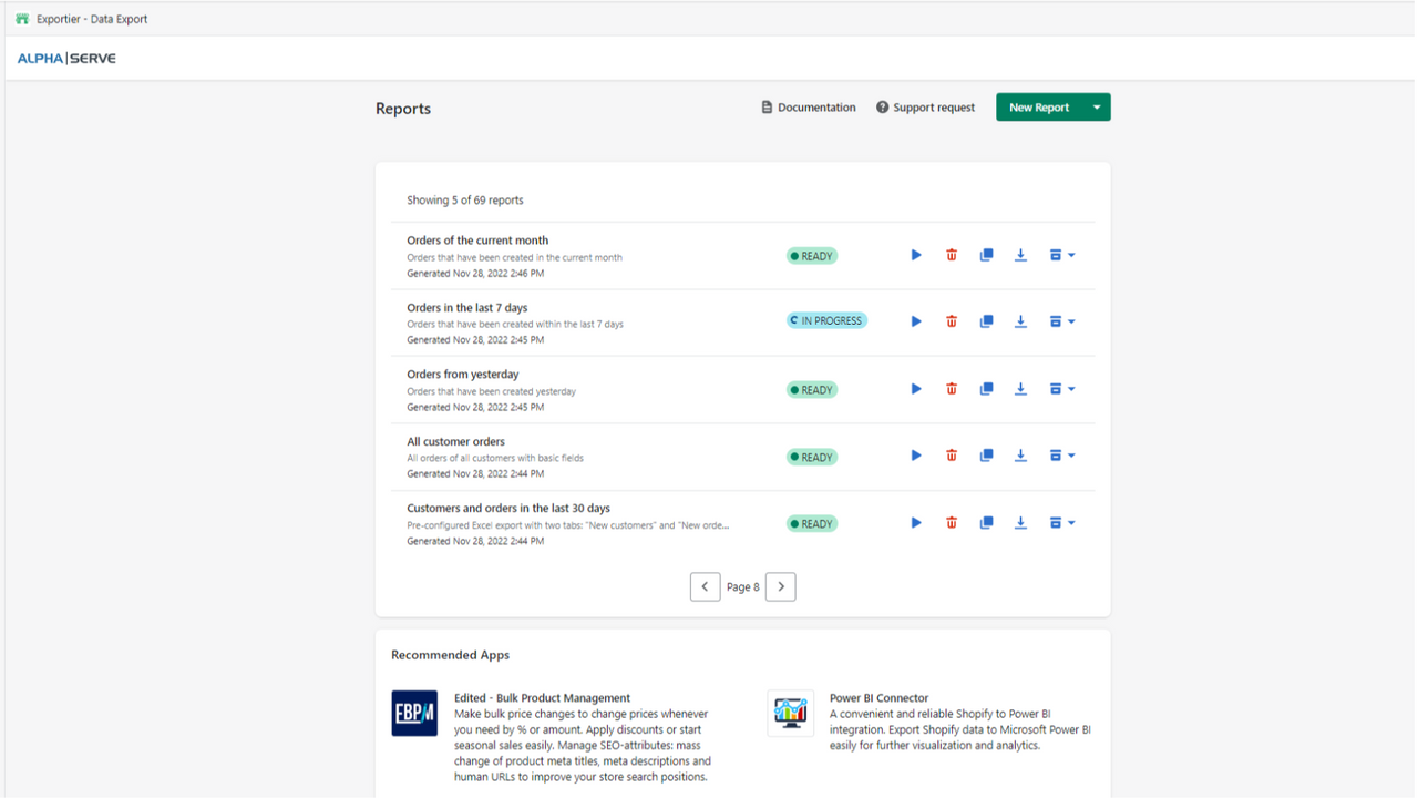 Create and manage Shopify reports with all information you need