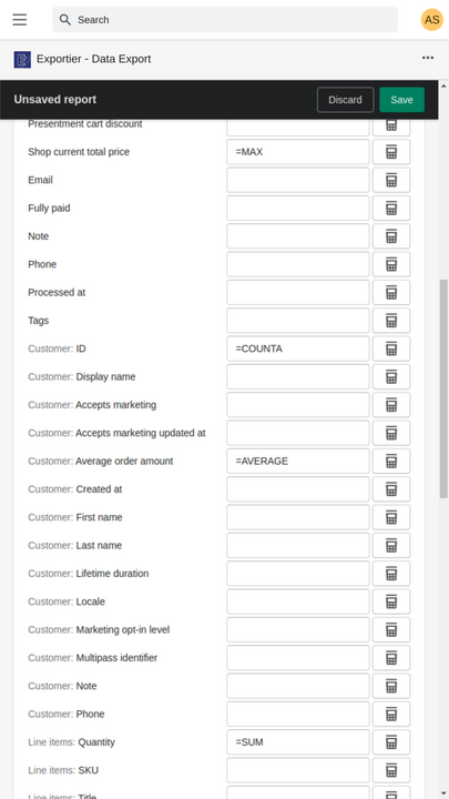 Unterstützung von Excel-Formeln und Shopify CSV-Export