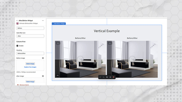 Before/After Customize panel