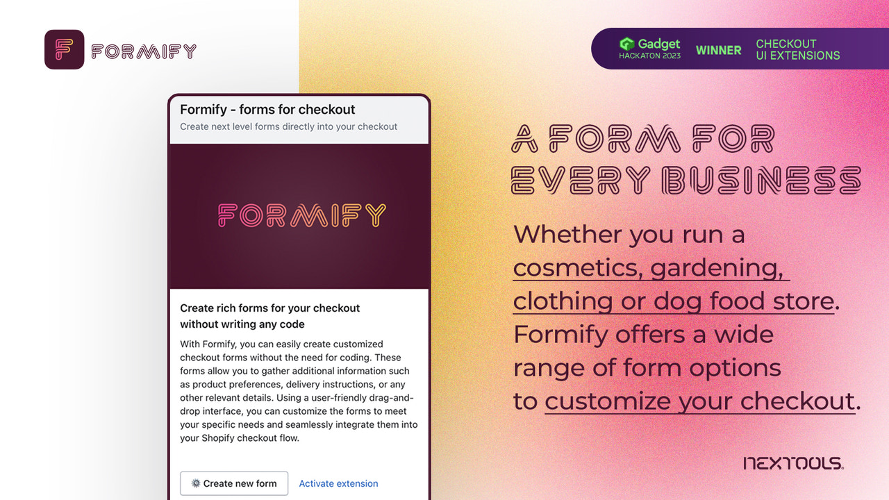 Formify: create custom form in check out
