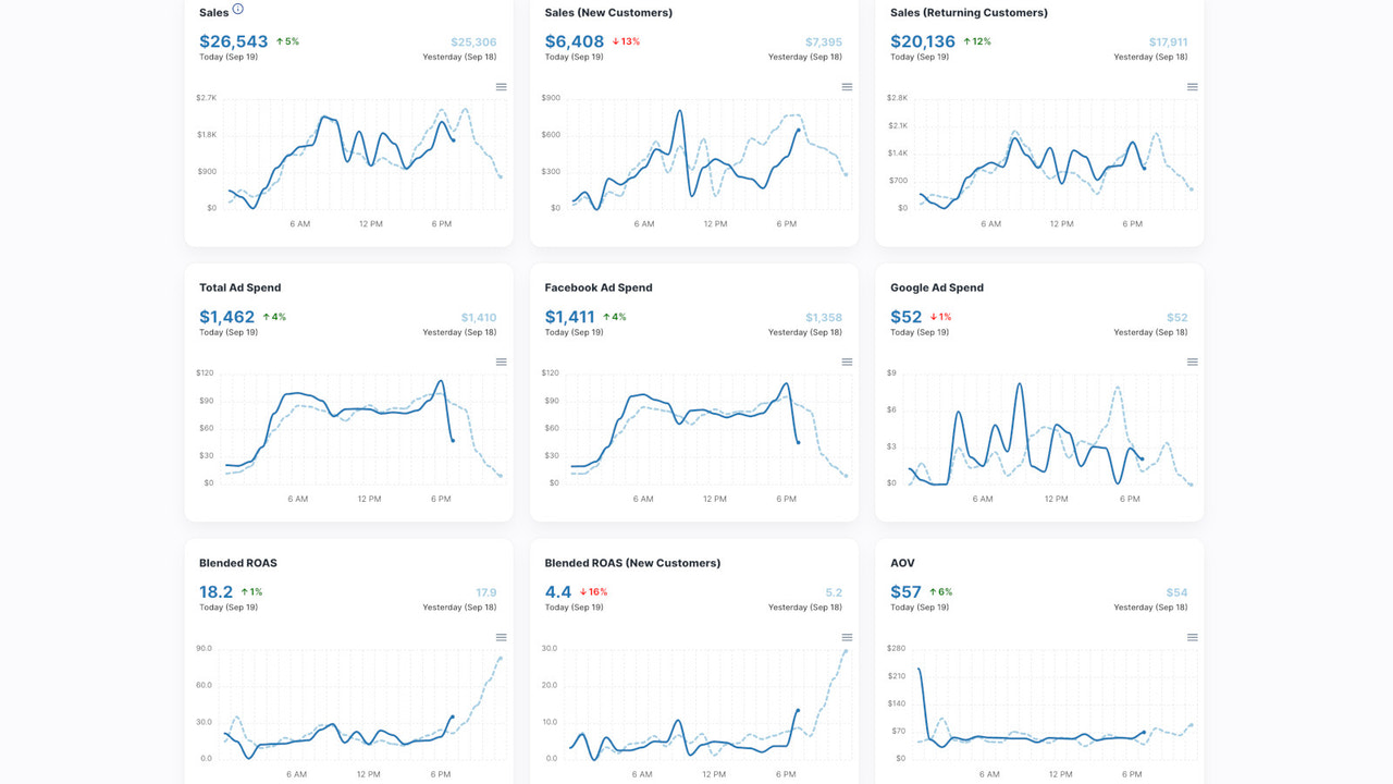 The best real-time monitor for dozens of KPIs (ROAS, Sales, etc)