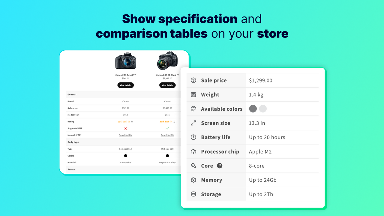 Spec & Compare Screenshot