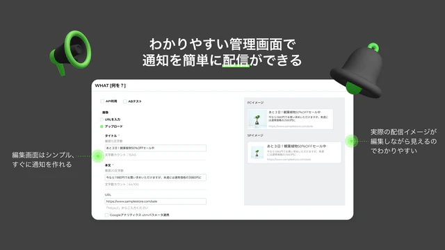 PUSHCODE ‑ Webプッシュ通知サービス - 「カゴ落ち防止」通知を自動に 