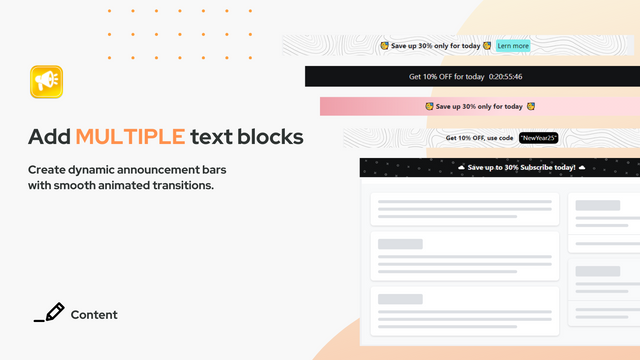 Add multiple text blocks to your Announcement bar