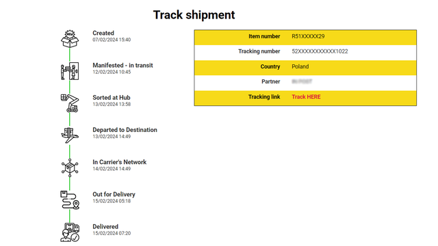 Tracking shipment - statuses and history