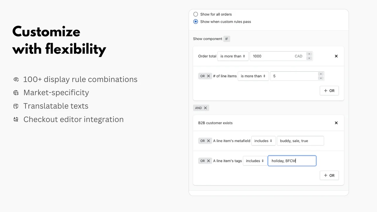 flexible checkout customizations