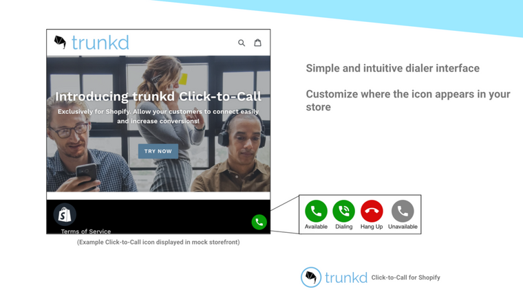 trunkd Click‑to‑Call Screenshot