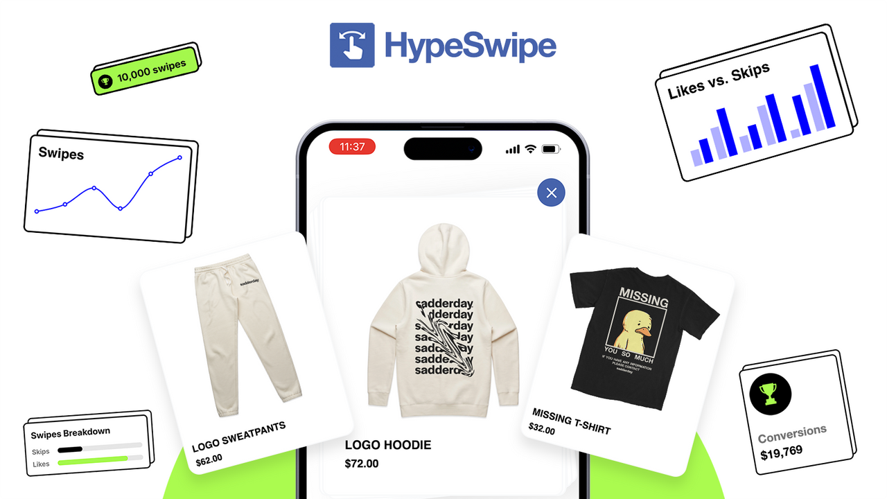 Balayez les produits avec HypeSwipe.