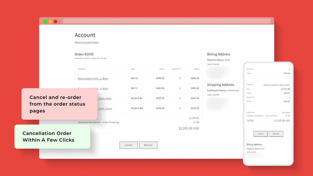 Cancel order in order detail page