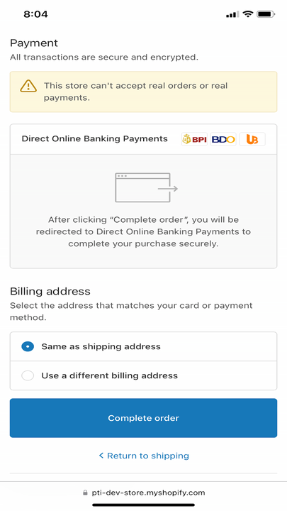 page de paiement