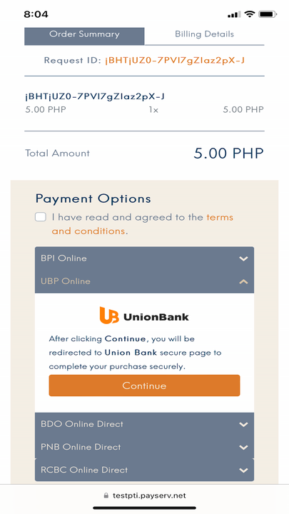 payment page