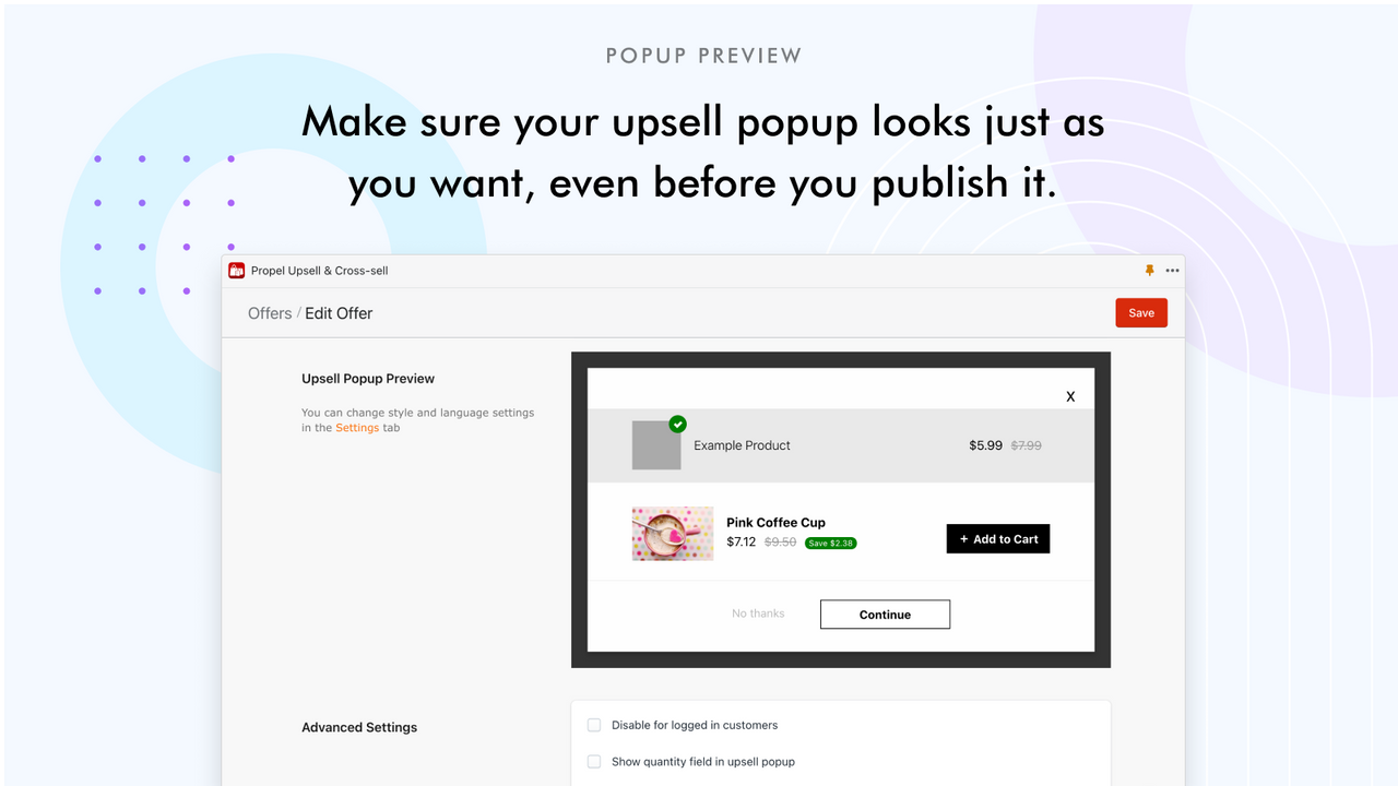 Upsell popup preview