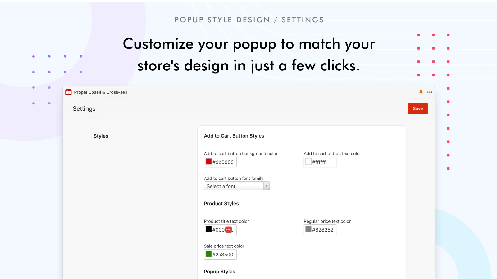 Upsell popup styles