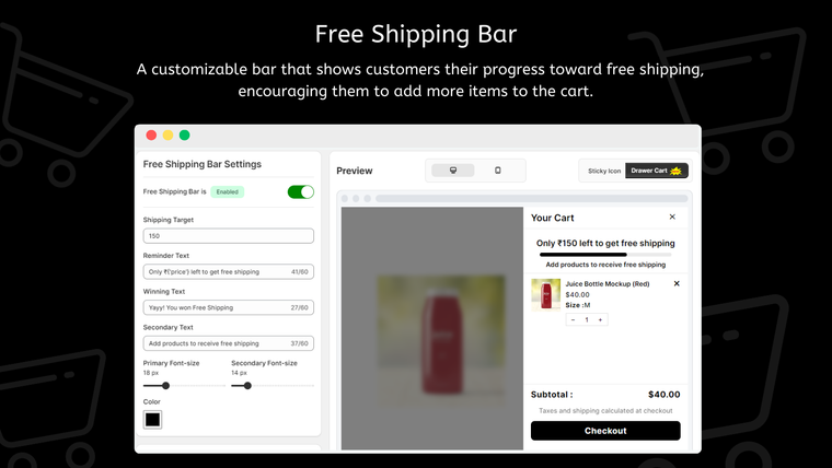 LM Sticky Cart Drawer & Upsell Screenshot