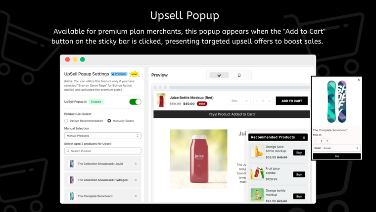 LM Sticky Cart Drawer & Upsell Screenshot