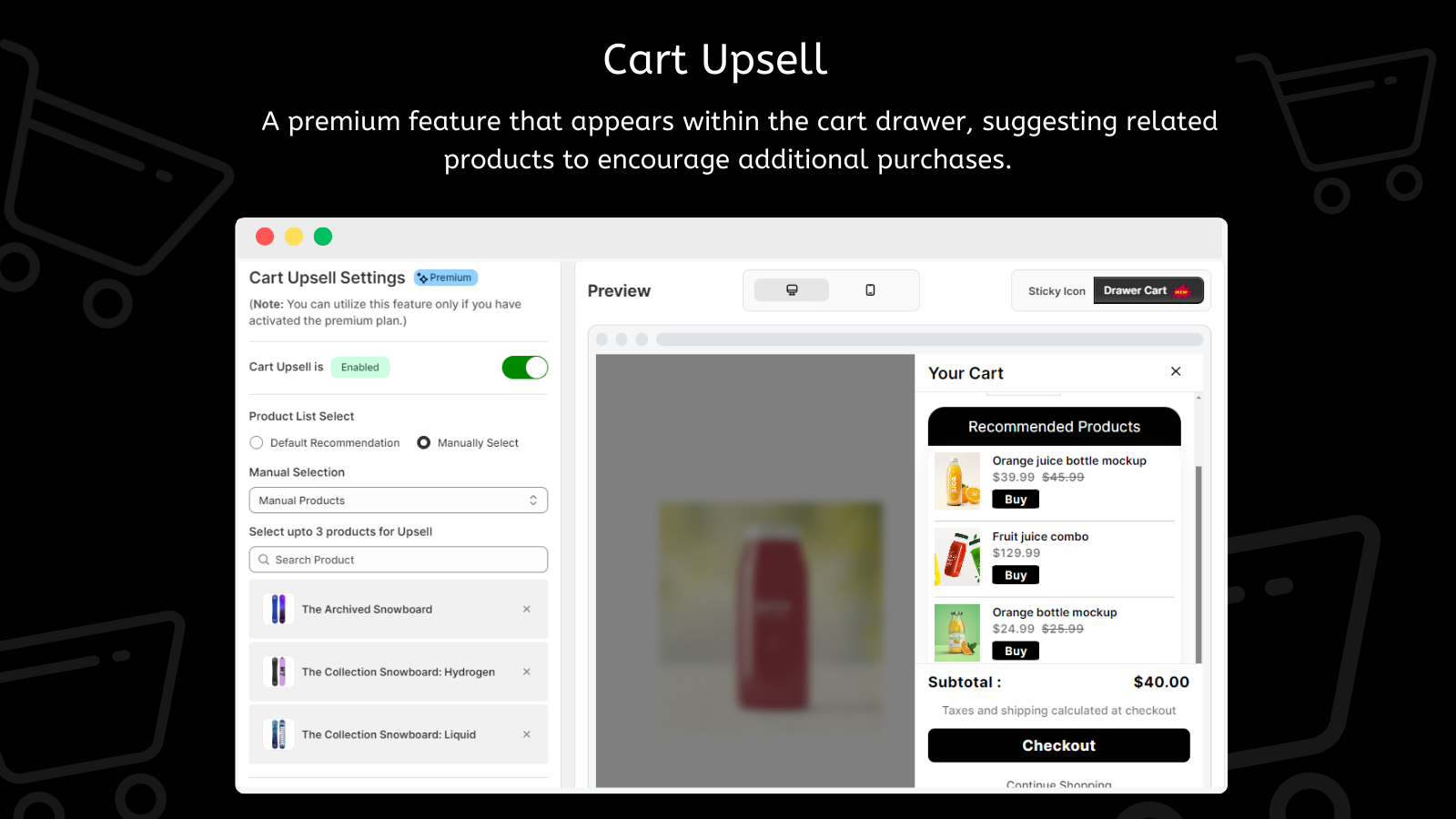 LM Sticky Cart Drawer & Upsell Screenshot