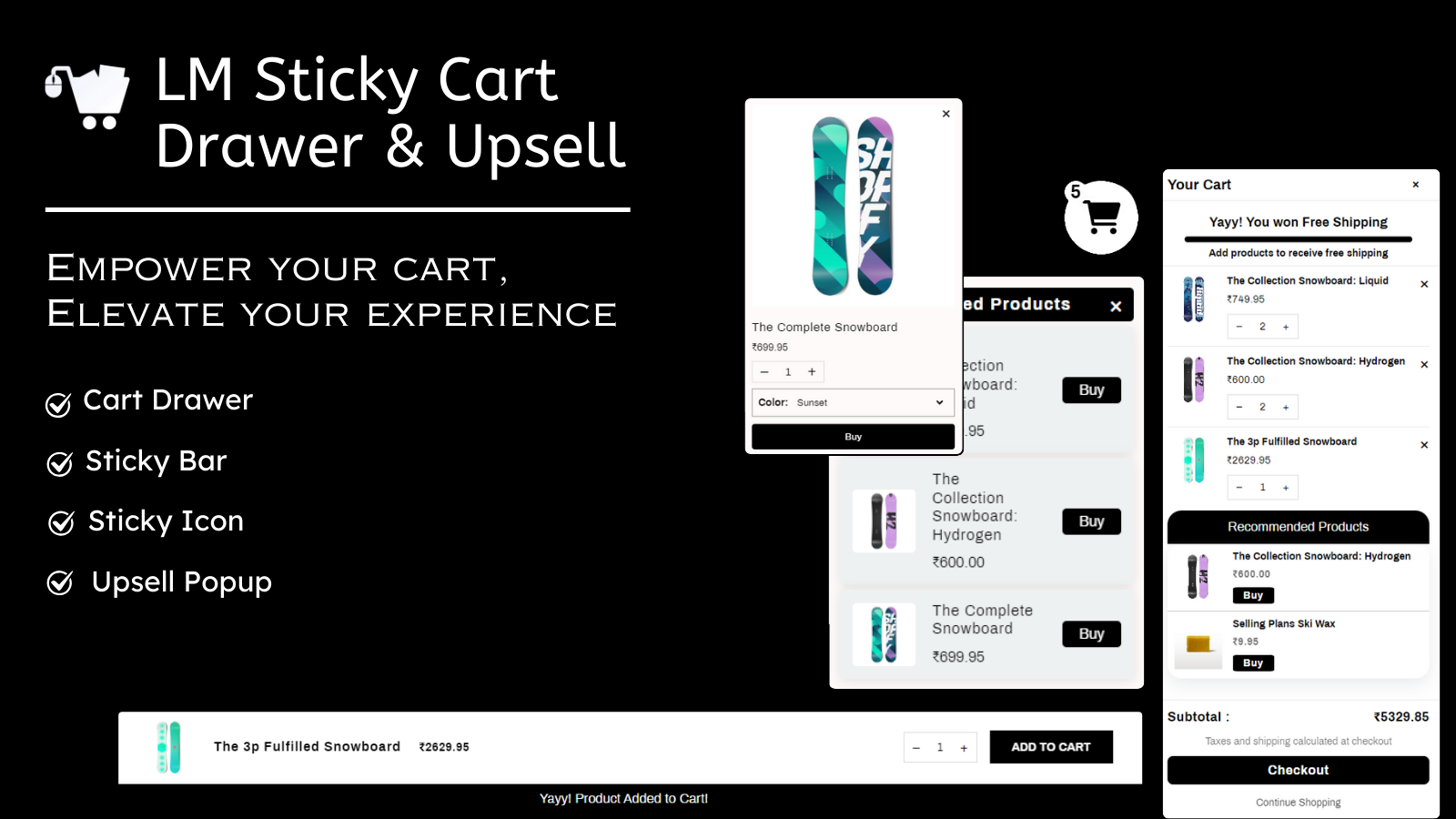 LM Sticky Cart Drawer & Upsell Screenshot