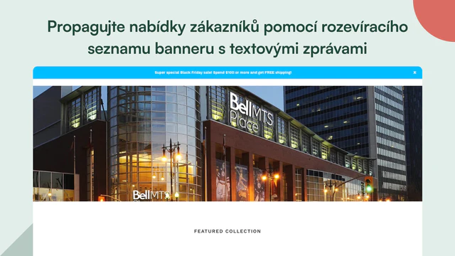 Zobrazte uvítací banner s nabídkami pro zákazníky.