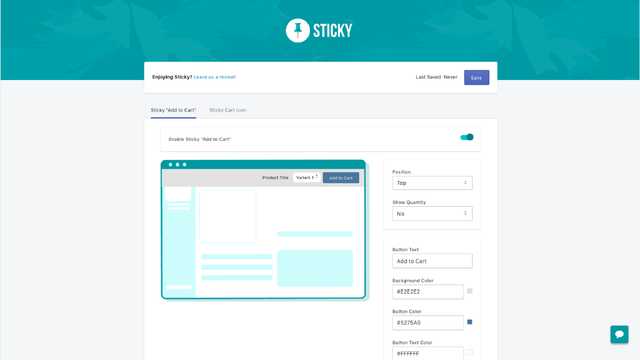 Página de Administración Sticky "Agregar al Carrito"