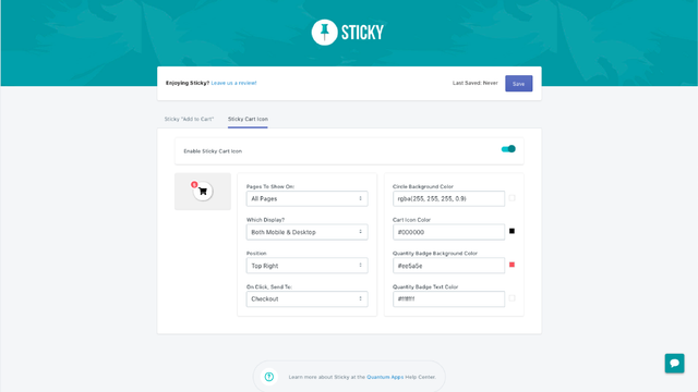 Sticky flytande ikon Admin-sida