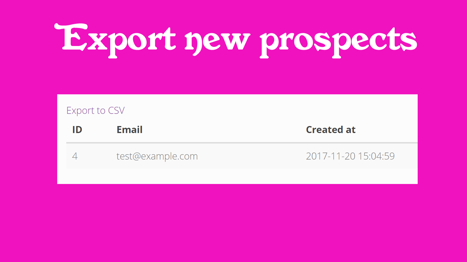 Exportation en un clic vers CSV