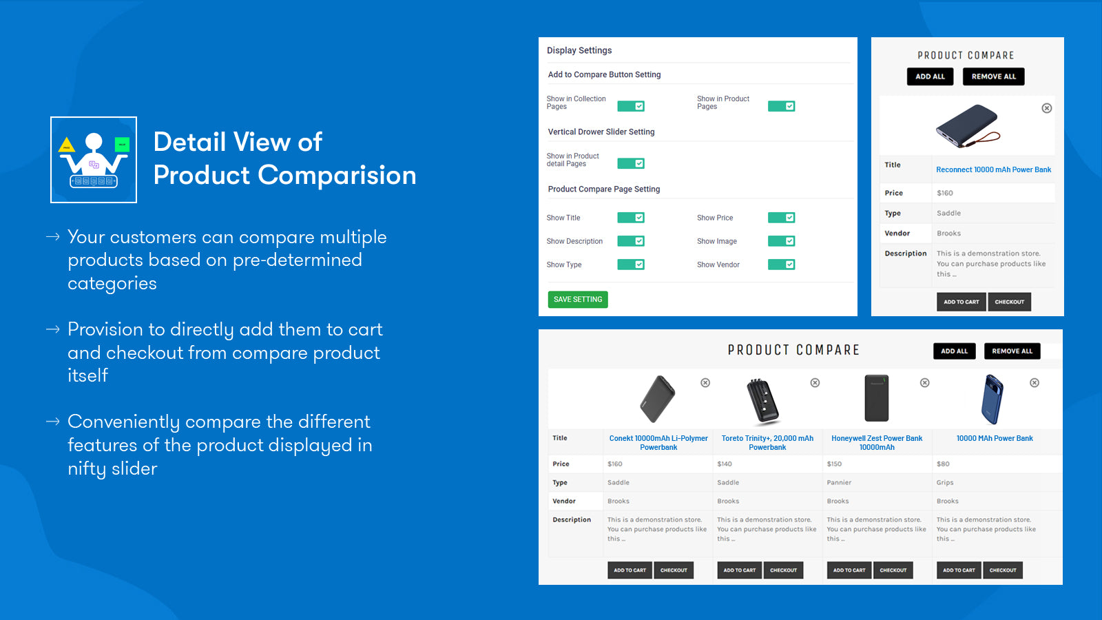 Quick Product Compare - Amazon like Product compare + Visitors can select product'