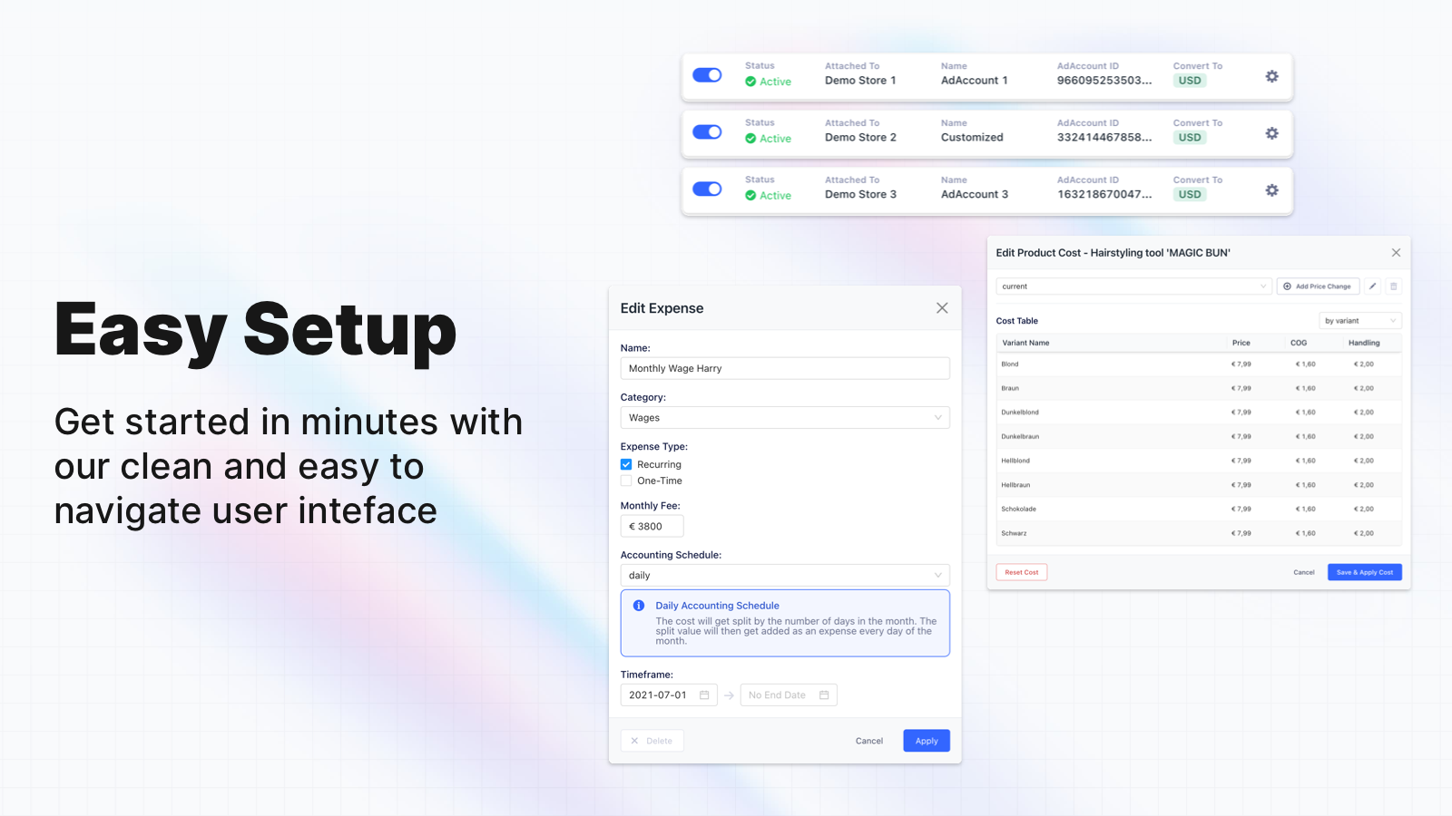 Configuration facile avec une interface utilisateur étonnante