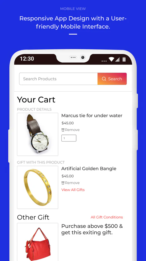 mobile view of cart page