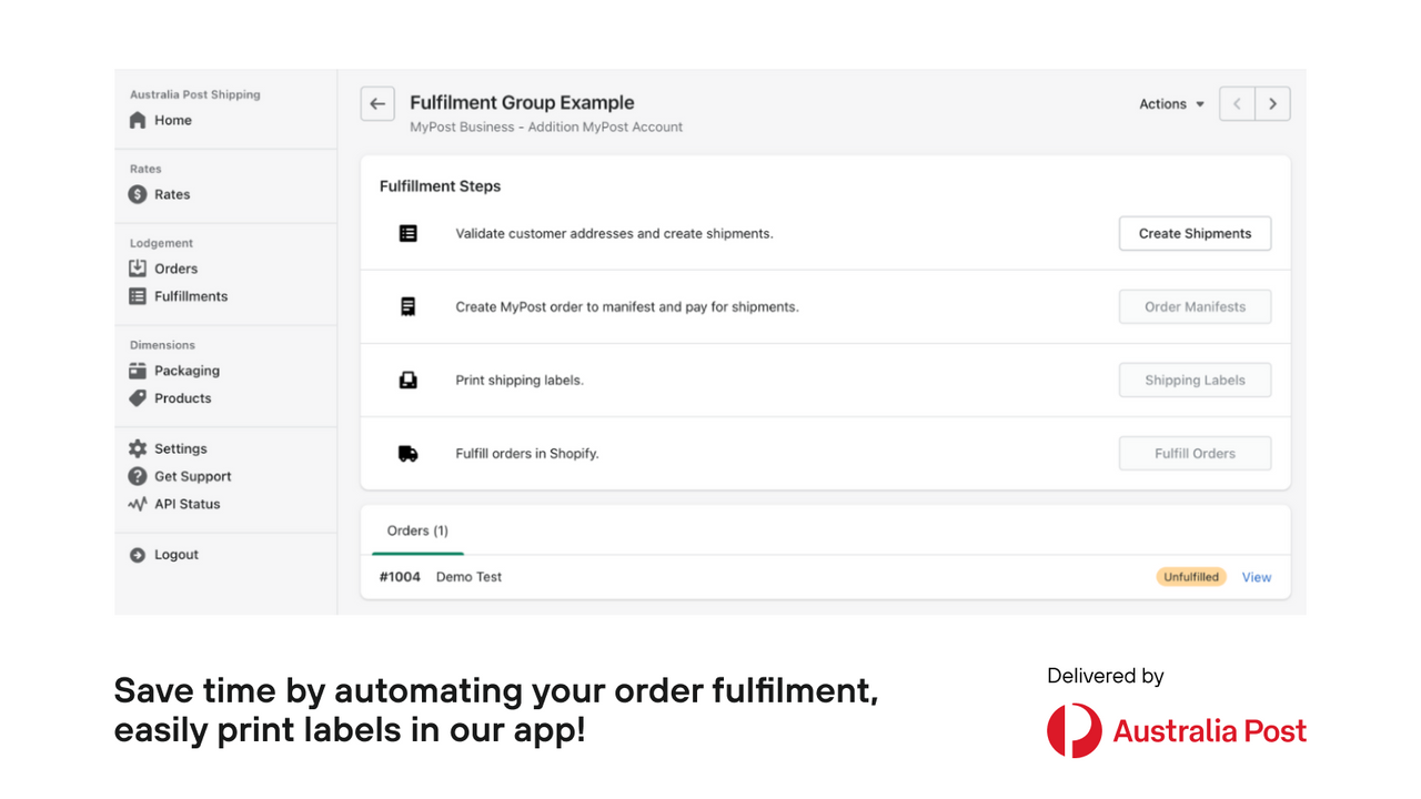 Australia Post order fulfilment & shipping labels.