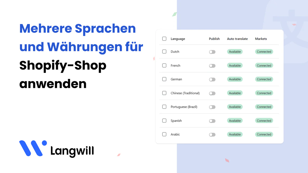 Verwenden Sie mehrere Währungen und Sprachen für Ihren Shop