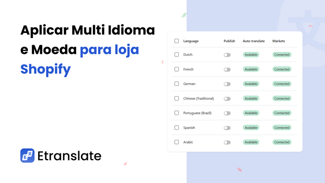 Aplicar Multi Idioma e Moeda para loja Shopify