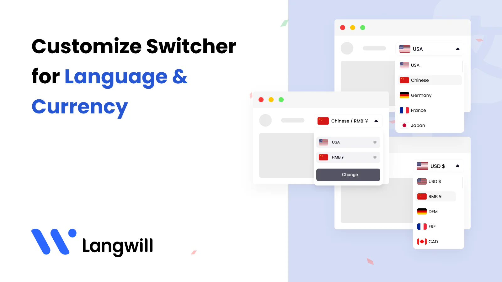 Customize language & currency switcher for your store