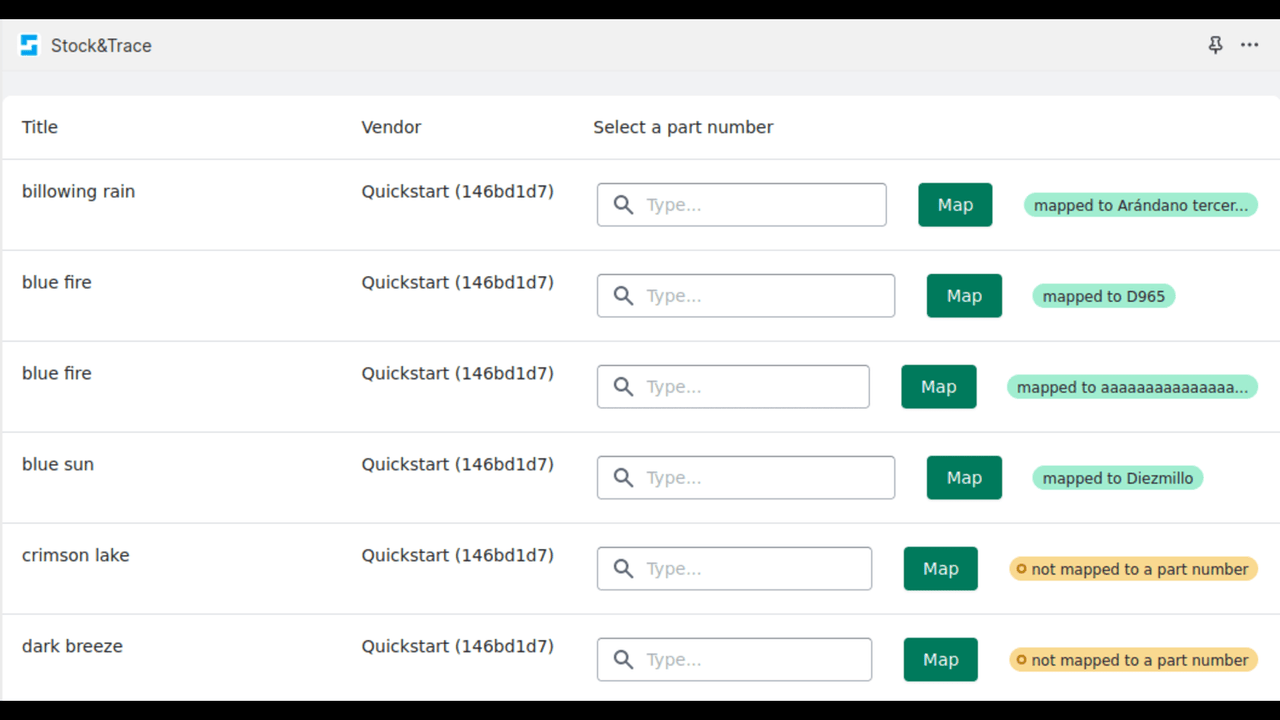 Part number mapping - Products are loaded