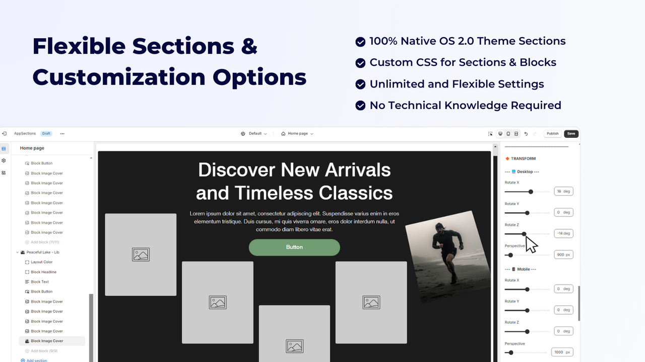 Flexible Sections and Customization Options