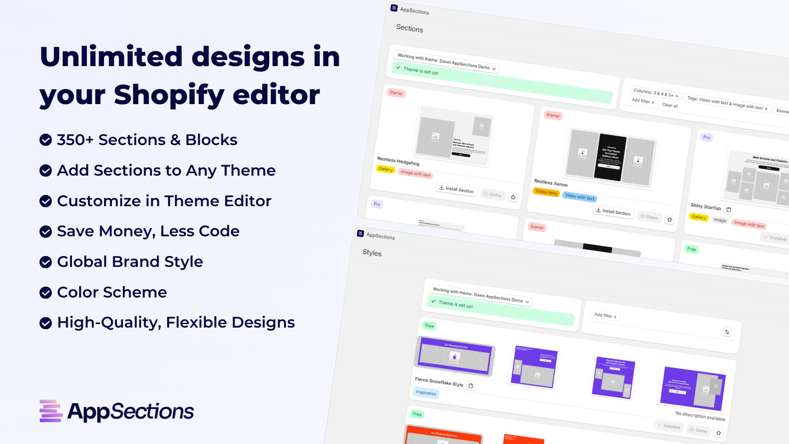 AppSections ‑ Theme Builder Screenshot