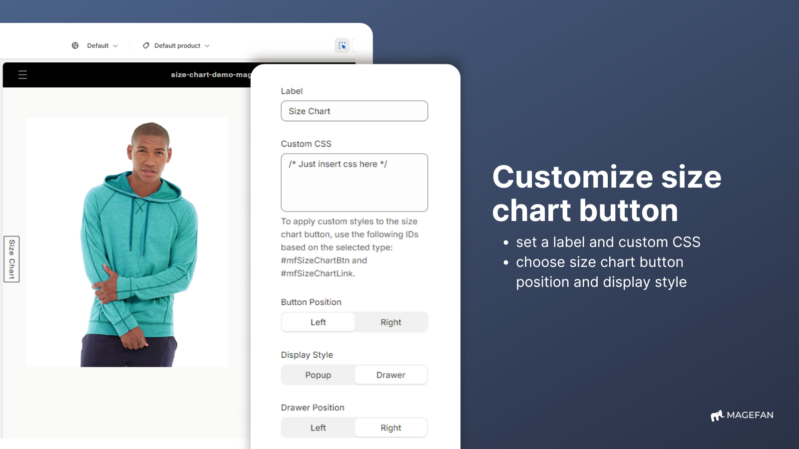 size chart display settings